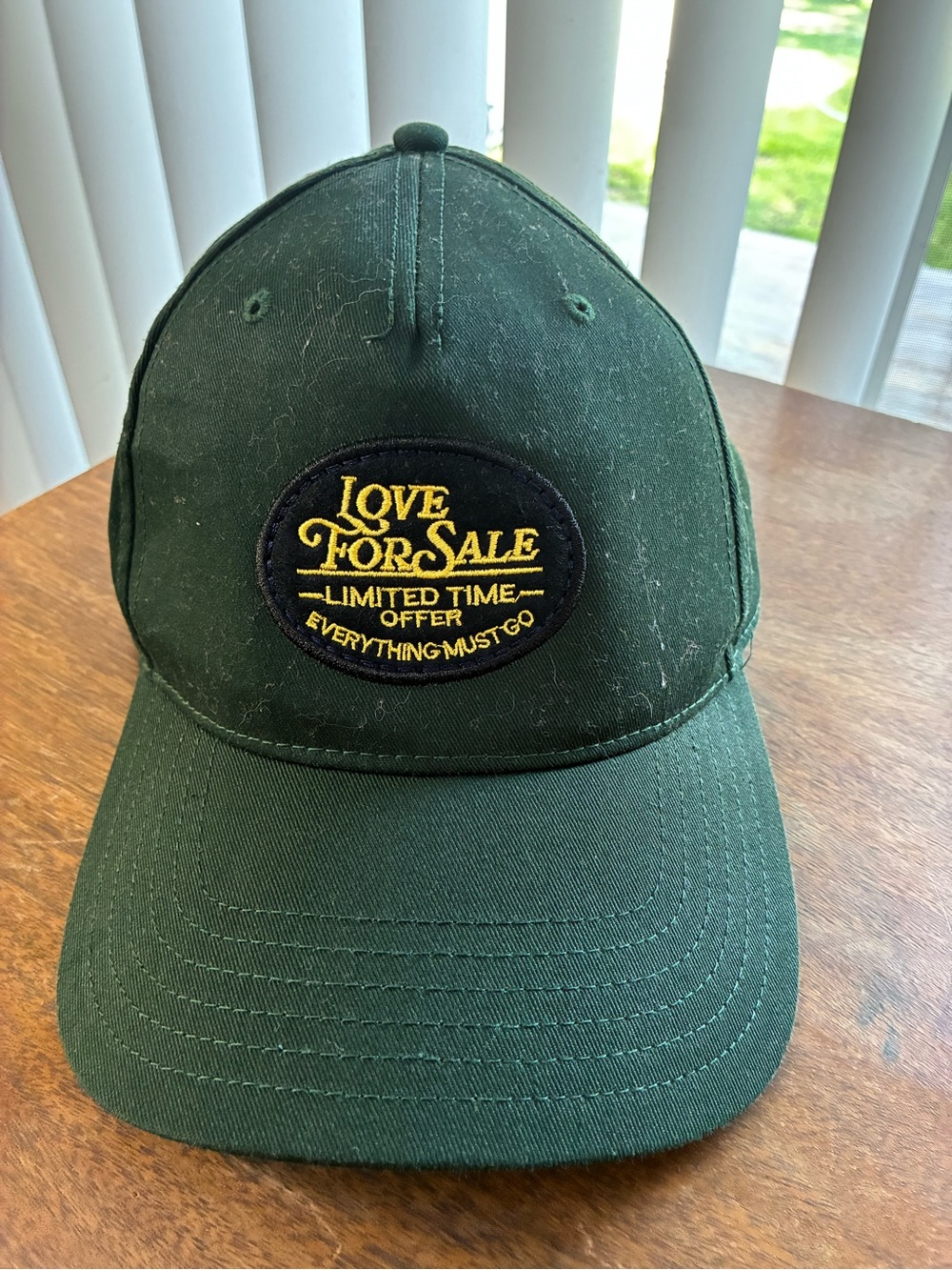 Green 'Love For Sale' Patch Baseball Cap
